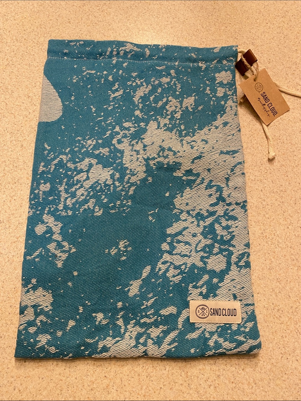 Sand Cloud Mystery Pouch ONLY X-Large Towel Bag Beach Blue & White NWT